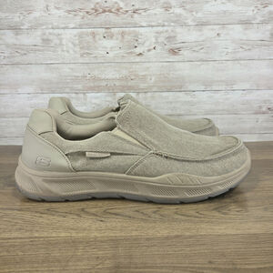 Skechers Men's Cohagen Memory Foam Slip On Canvas Shoes Taupe Size 13